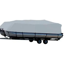 Carver Performance Poly-Guard Styled-To-Fit Boat Cover F/18.5' Pontoons W/Bimini Top & Rails - Grey