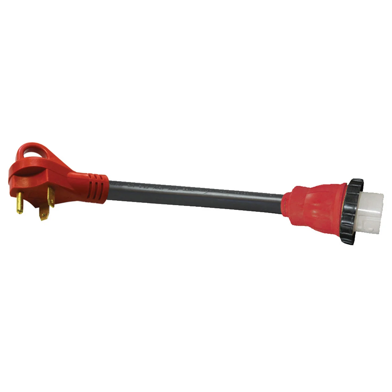 Valterra A10-3050HD Mighty Cord Detachable 12" Adapter Cord w/Handle - 30AM to 50AF, Red (Bulk) - A10-3050HD