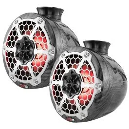 Ds18 Hydro 8" Compact Wakeboard Pod Tower W/Rgb Light - 375w - Black Carbon Fiber
