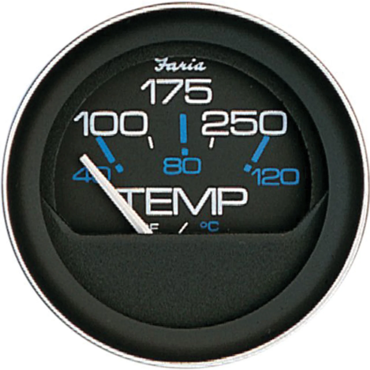 Faria 13009 Coral Cylinder Head Temperature Gauge with Sender (60-220°F) - 2", Black - 13009