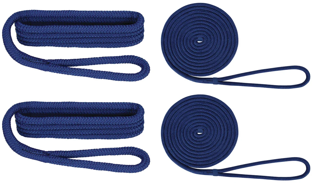 Extreme Max 3006.2699 BoatTector Premium Double Braid Nylon Dockside Rope Value Pack - 1/2", Blue - 3006.2699