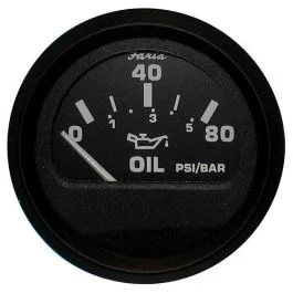Faria Euro Black 2" Oil Pressure Gauge (80 Psi)