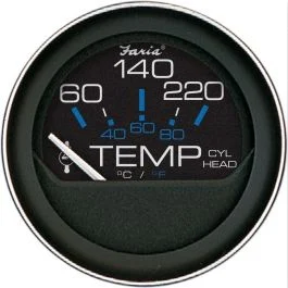 Faria Coral 2" Cylinder Head Temperature Gauge (60-120 Degree F) W/Sender