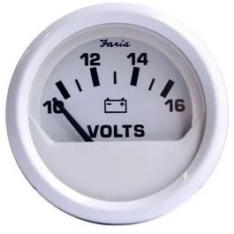 Faria Dress White 2" Voltmeter (10-16 Vdc)