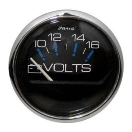 Faria Chesapeake Black 2" Voltmeter (10-16 Vdc)