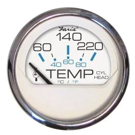 Faria Chesapeake White Ss 2" Cylinder Head Temperature Gauge (60-220 Degreef)