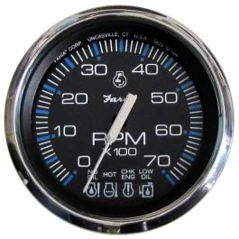Faria Chesapeake Black Ss 4" Tachometer W/Systemcheck Indicator - 7000 Rpm (Gas) F/ Johnson / Evinrude Outboard)