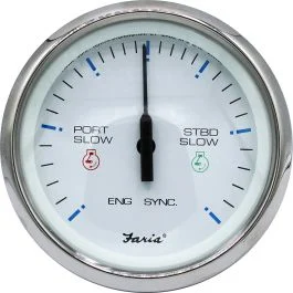 Faria 4" Chesapeake Ss White Engine Synchronizer - Dual Gas & Var Ratio Alt Diesel