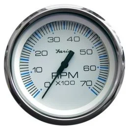 Faria Chesapeake White Ss 4" Tachometer - 7000 Rpm (Gas) (All Outboards)