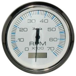 Faria Chesapeake White Ss 4" Tachometer W/Hourmeter - 7000 Rpm (Gas) (Outboard)