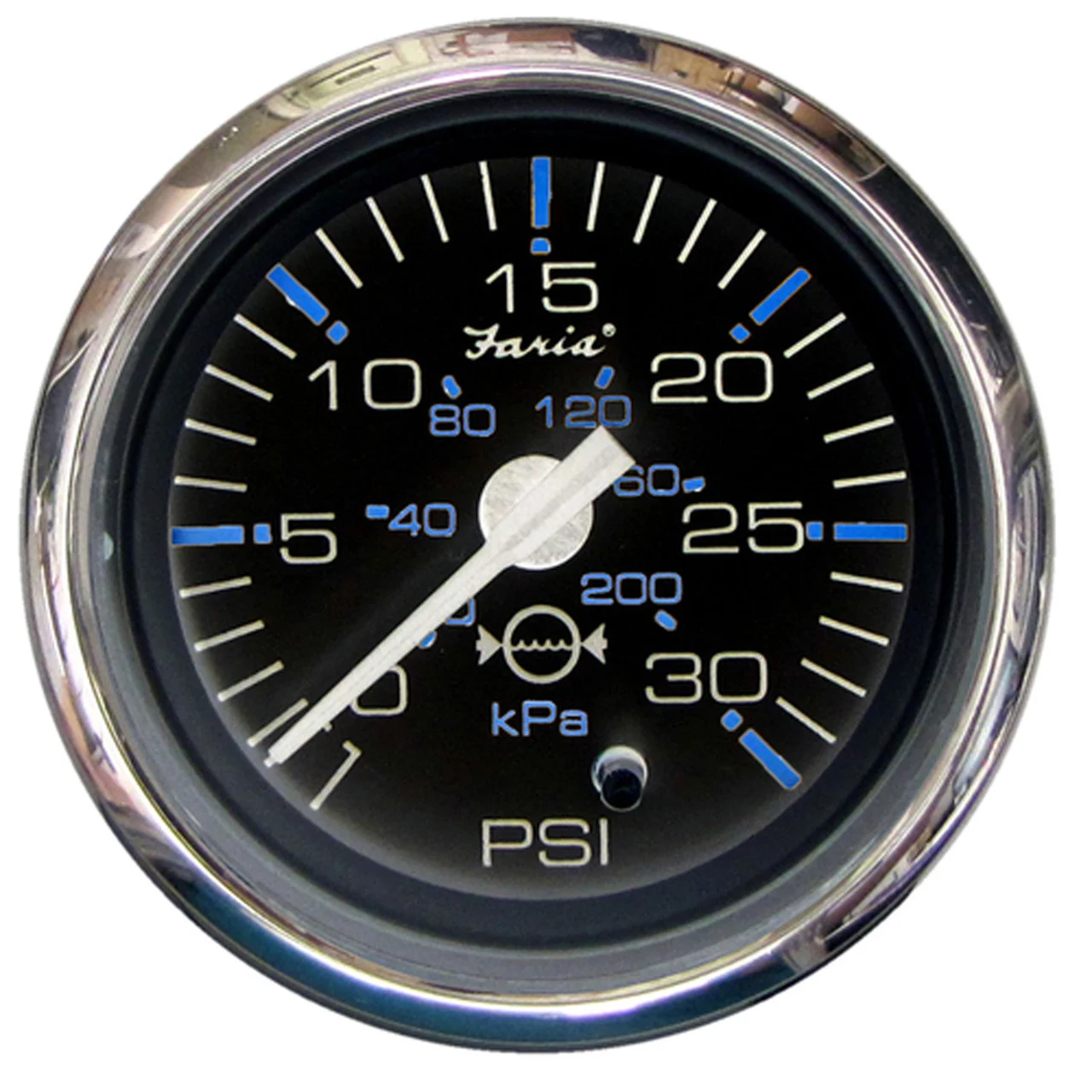 Faria 13712 Chesapeake Stainless Steel Water Pressure Gauge Kit (30 PSI) - 2", Black - 13712