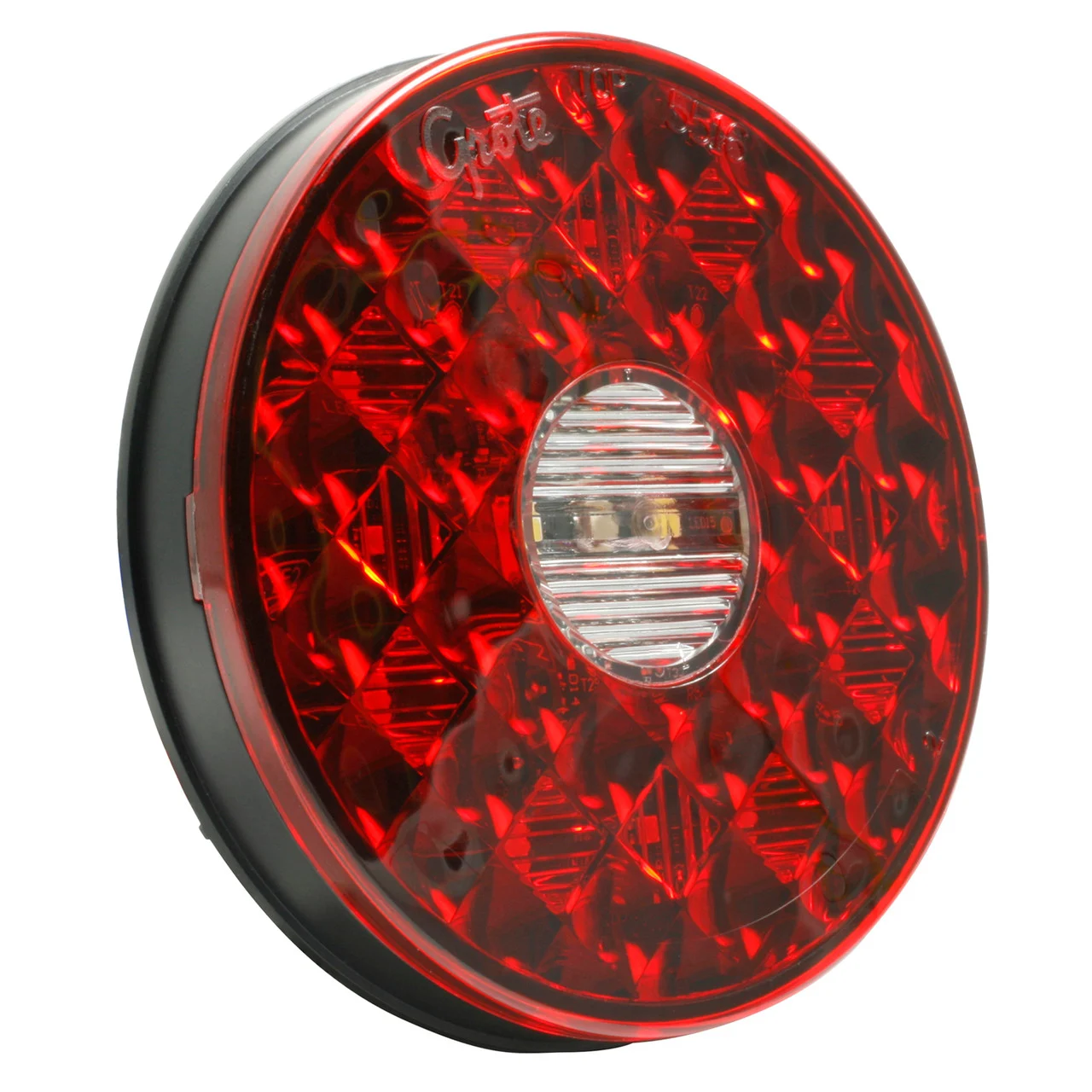 Grote 55162 Round Led Stop Tail Turn Light With Integrated Backup - 4", Integrated 4-pin Hard Shell Termination, Red - 55162