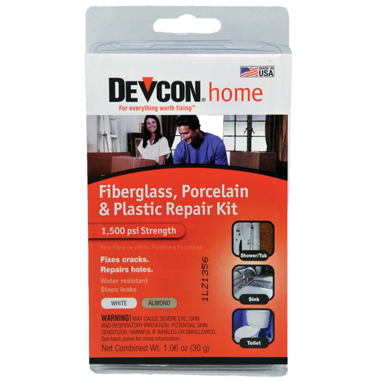 Devcon 002-90216 Fiberglass, Porcelain and Plastic Repair Kit - White/Almond - 002-90216