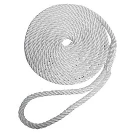 Robline Premium Nylon 3 Strand Dock Line -" X 25' - White