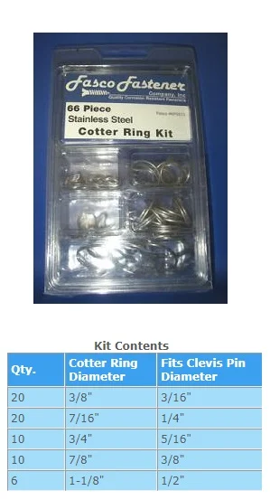 Fasco Cotter Ring Kit - Stainless Steel - 66 Piece, 144005