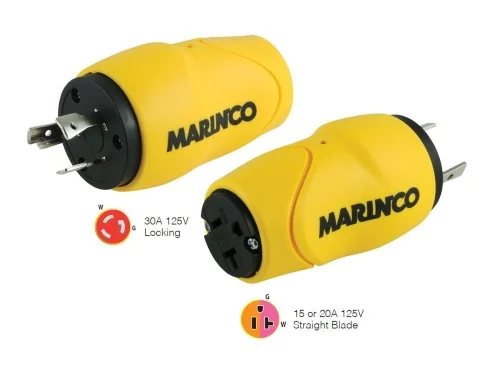 Marinco Shore Power Adapter - Straight - 15A Female to 30A Male, 19386