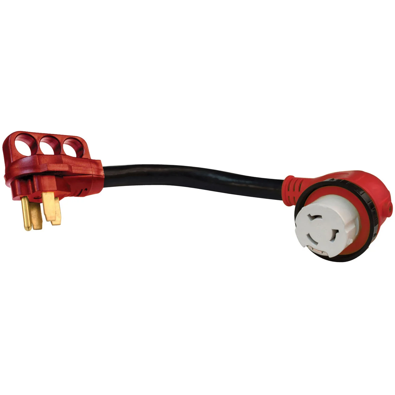 Valterra A10-5050D90VP Mighty Cord 90° Detachable 12" Adapter Cord - 50AM to 50AF, Red (Carded) - A10-5050D90VP