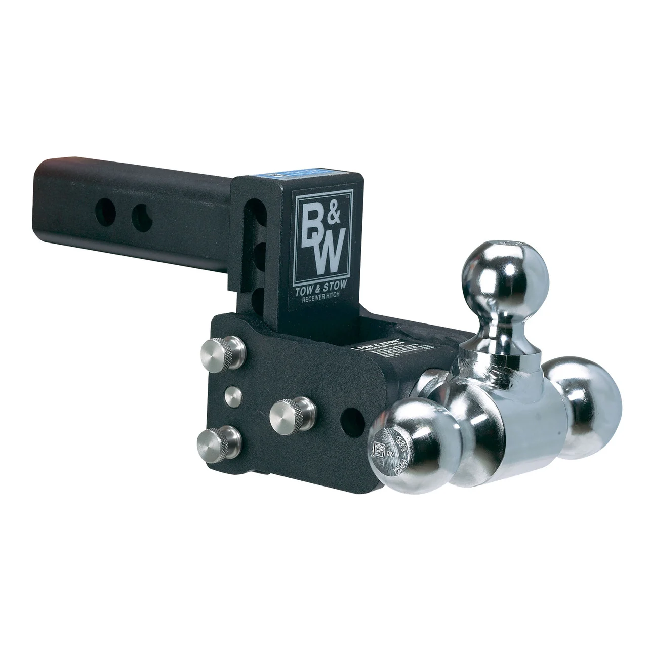 B&W Trailer Hitches TS10050B Tow and Stow Adjustable Ball Mount - 1-7/8", 2" & 2-5/16" Ball, 9" Drop, 9.5" Rise, Black - TS10050B