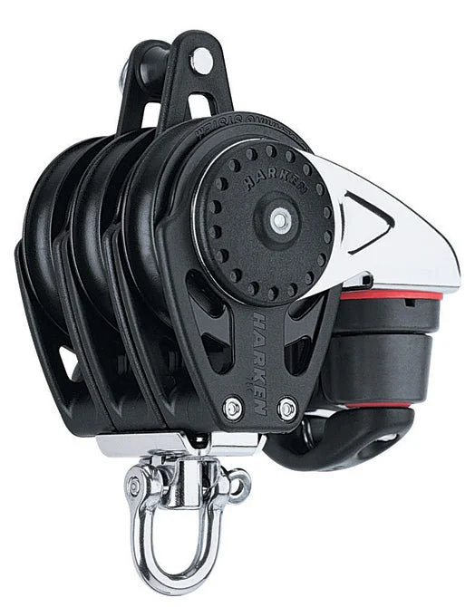 Harken Triple Swivel Carbo Block w/Becket, Cam Cleat - 75mm