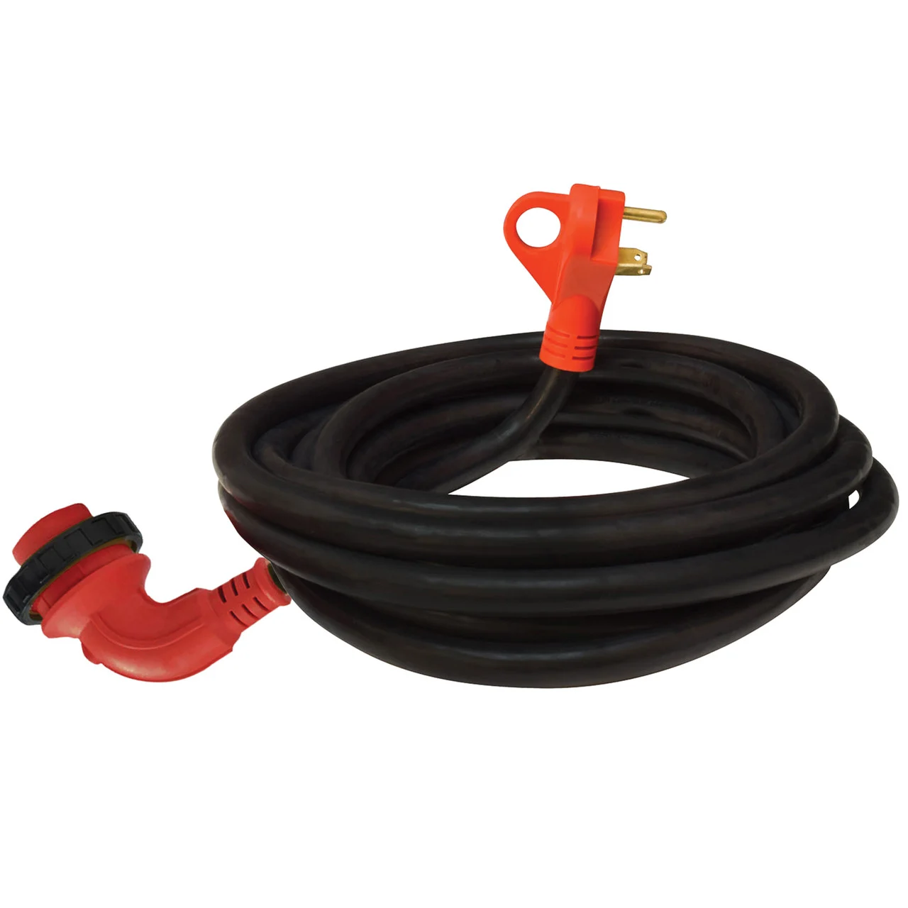 Valterra A10-3025ED90 Mighty Cord 90° LED Detachable 30 Amp Power Cord w/Handle - 25', Red - A10-3025ED90