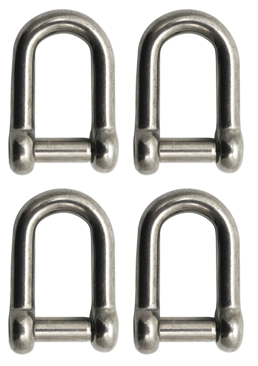 Extreme Max 3006.8393.4 BoatTector Stainless Steel D Shackle with No-Snag Pin - 1/4", 4-Pack - 3006.8393.4