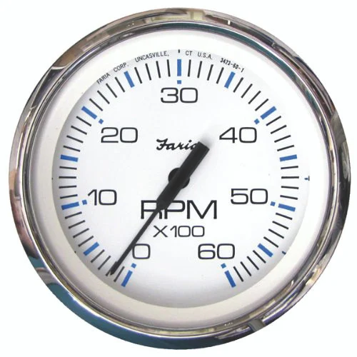 Faria 33807 Chesapeake Stainless Steel Tachometer (6000 RPM) - 4", White - 33807