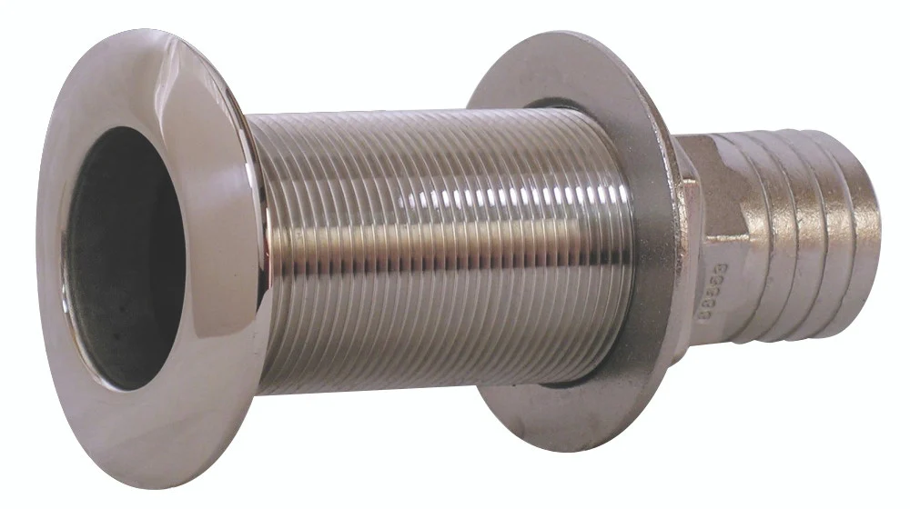 Whitecap 6543 Stainless Steel Thru-Hull with Barb - 1-1/8" Hose, 5/8" Hull Thickness - 6543