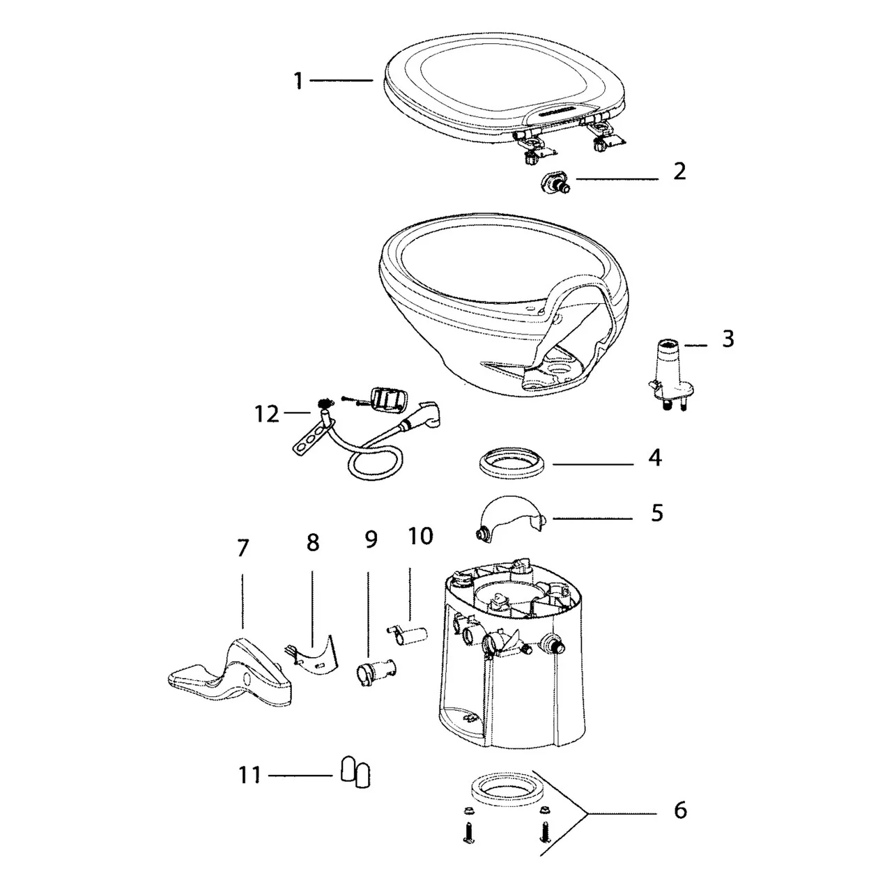 Thetford 42036 White Seat and Cover Assembly for Style Lite and Plus Toilets - 42036