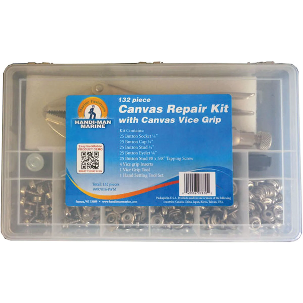 HandiMan Marine 970164EA Canvas Repair Kit with Vice Grip - 131-Piece Set - 970164EA
