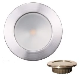 Lunasea &Ldquo;Zero Emi" Recessed 3.5" Led Light - Warm White, Red W/Brushed Stainless Steel Bezel - 12vdc
