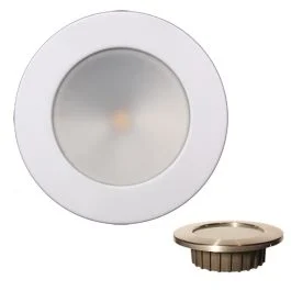 Lunasea &Ldquo;Zero Emi" Recessed 3.5" Led Light - Warm White W/White Stainless Steel Bezel - 12vdc