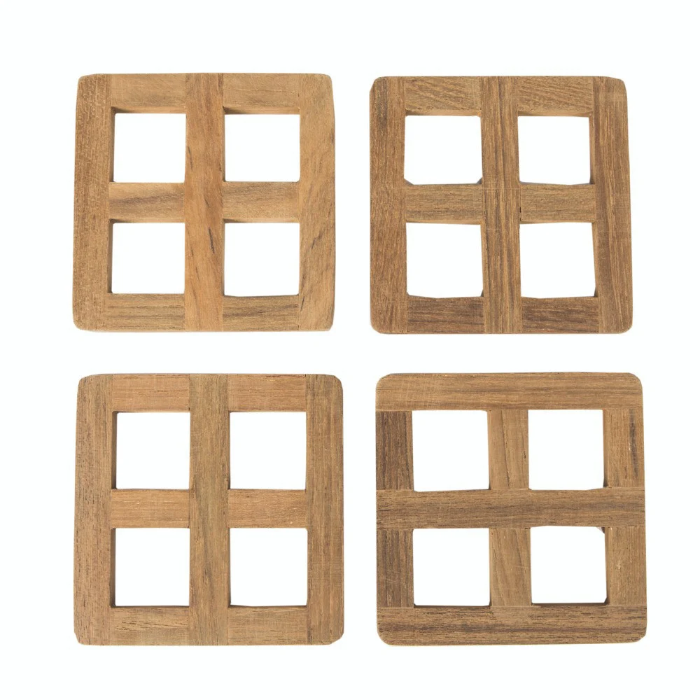 Whitecap 60193 Teak Four Piece Coaster Set - 60193
