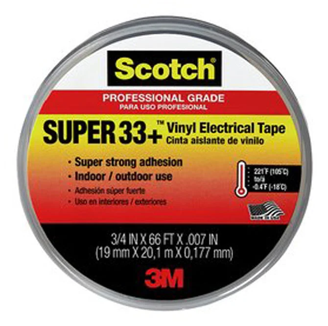 3M Super 33+ Black Electrical Tape - 3/4" x 66'