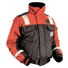 Mustang Classic Flotation Bomber Jacket W/Reflective Tape - Orange/Black - Xl