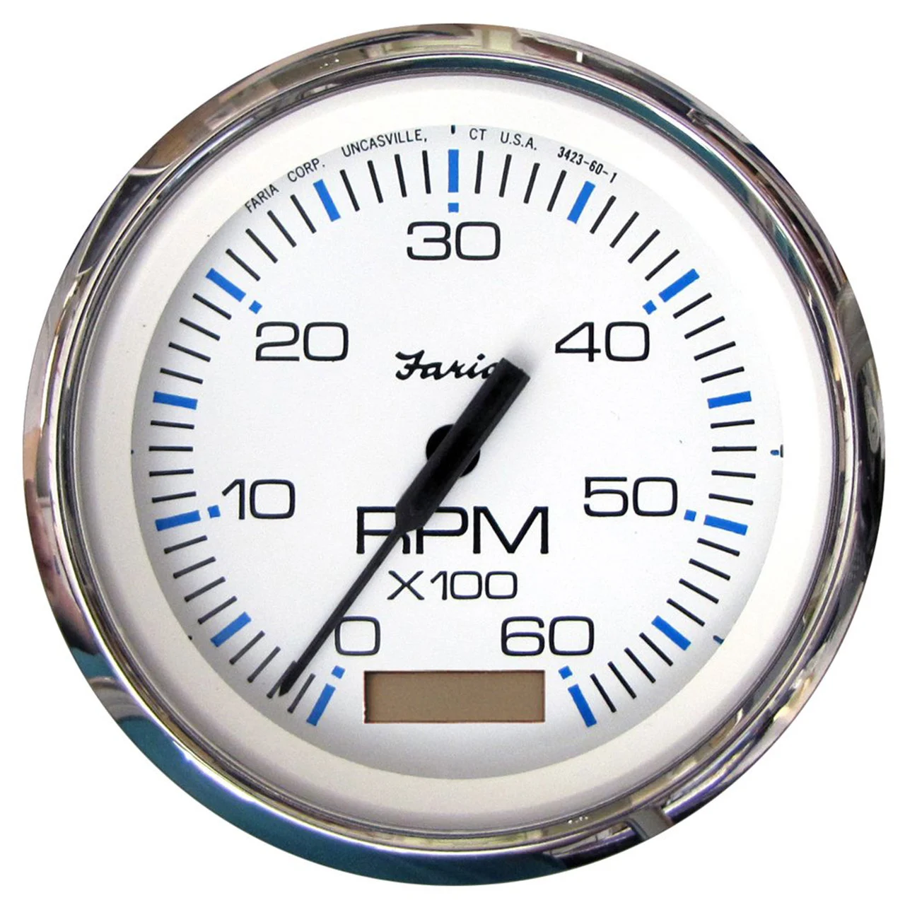 Faria 33832 Chesapeake Tachometer Gauge with Hourmeter 7000 RPM - White SS, 4" - 33840