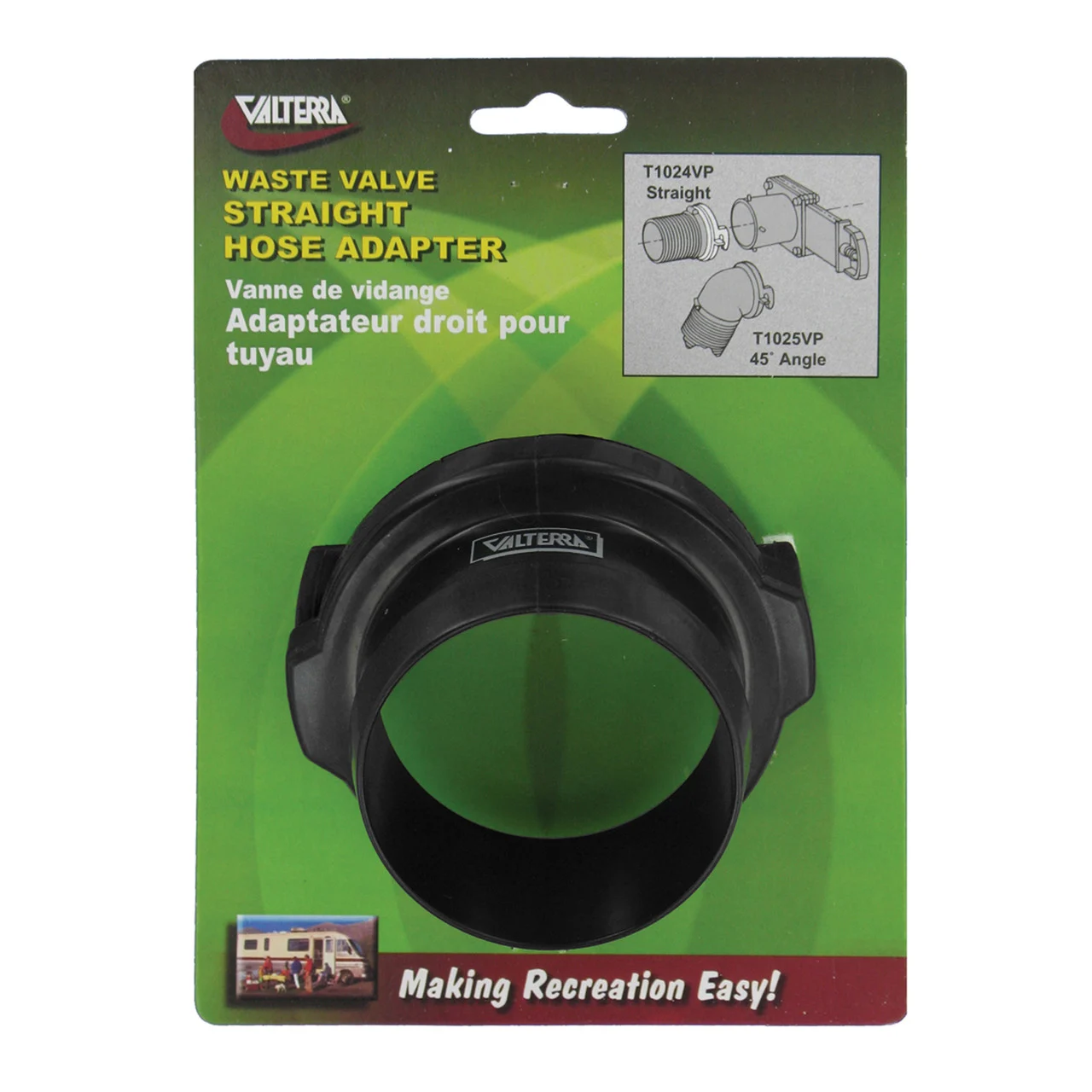 Valterra T1024VP Hose Adapter - 3", Straight, Black, Carded - T1024-VP