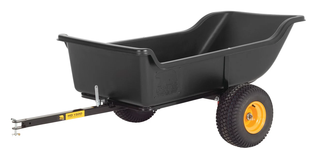 Polar Trailer 8233 Heavy Duty 1500 Lb. 22 Cubic Foot Atv Utv Lawn Mower Trailer Hd1500 And Wide Track Rubber Wheels Hauling Outdoor - Black - 8233