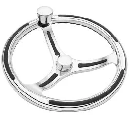 Schmitt Marine Primus Model 740 - 13.5" Wheel W/Knob & Finger Grip - 3/4" Tapered Shaft W/Faux Nut - 1/2" & 3/4" Adapters