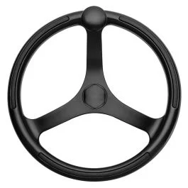 Schmitt Marine Primus Wheel 13.5" Black 3/4" Tapered Shaft W/Knob Finger Grips - Black Powder Coat