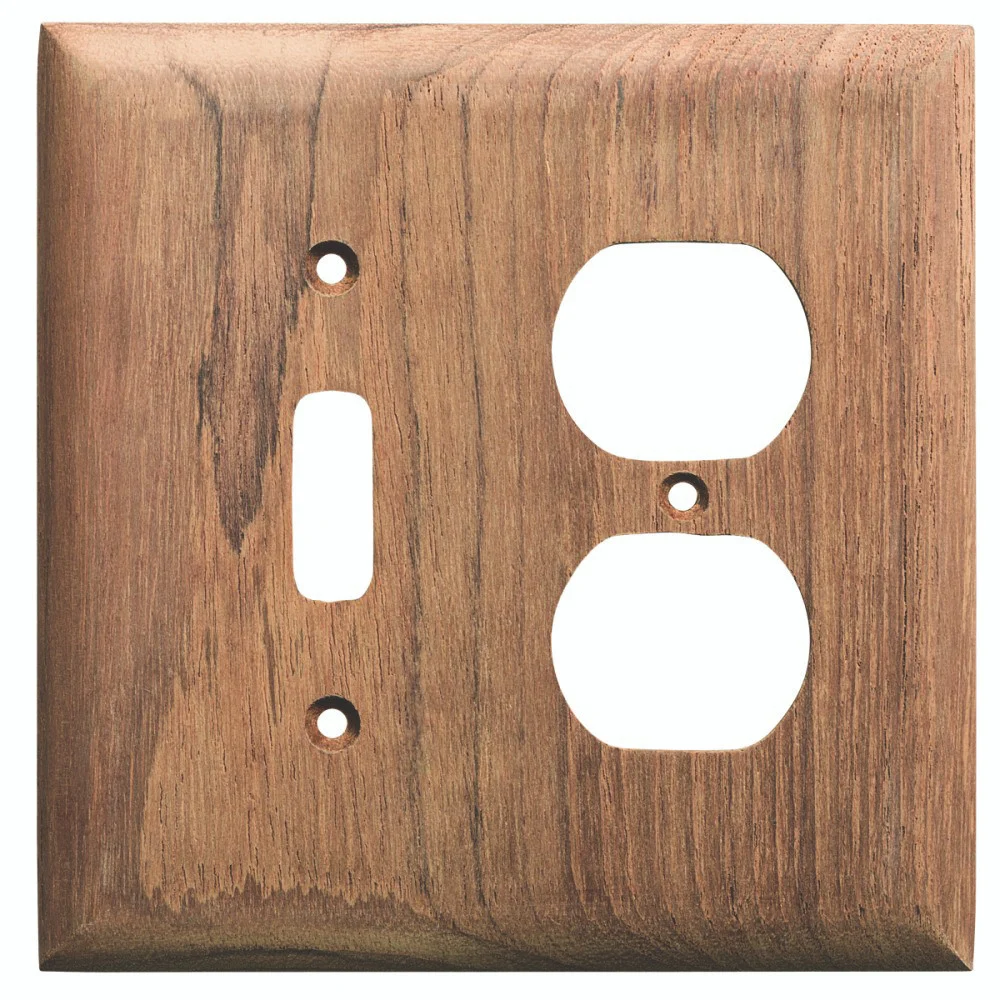 Whitecap 60178 Teak Combination Toggle Switch/Duplex Receptacle Cover - 60178