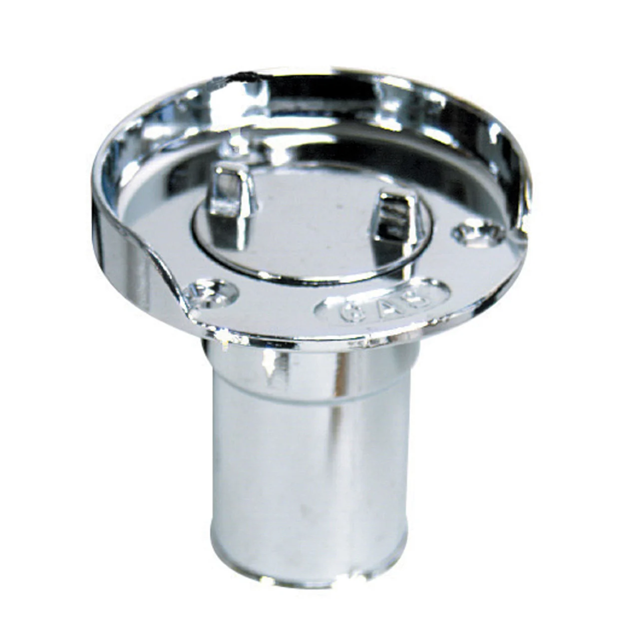 Whitecap S-7021P CP Zamac Gas Hose Deck Fill with Splash Guard - 1-1/2" Flange x 3-1/8" Hose - S-7021C