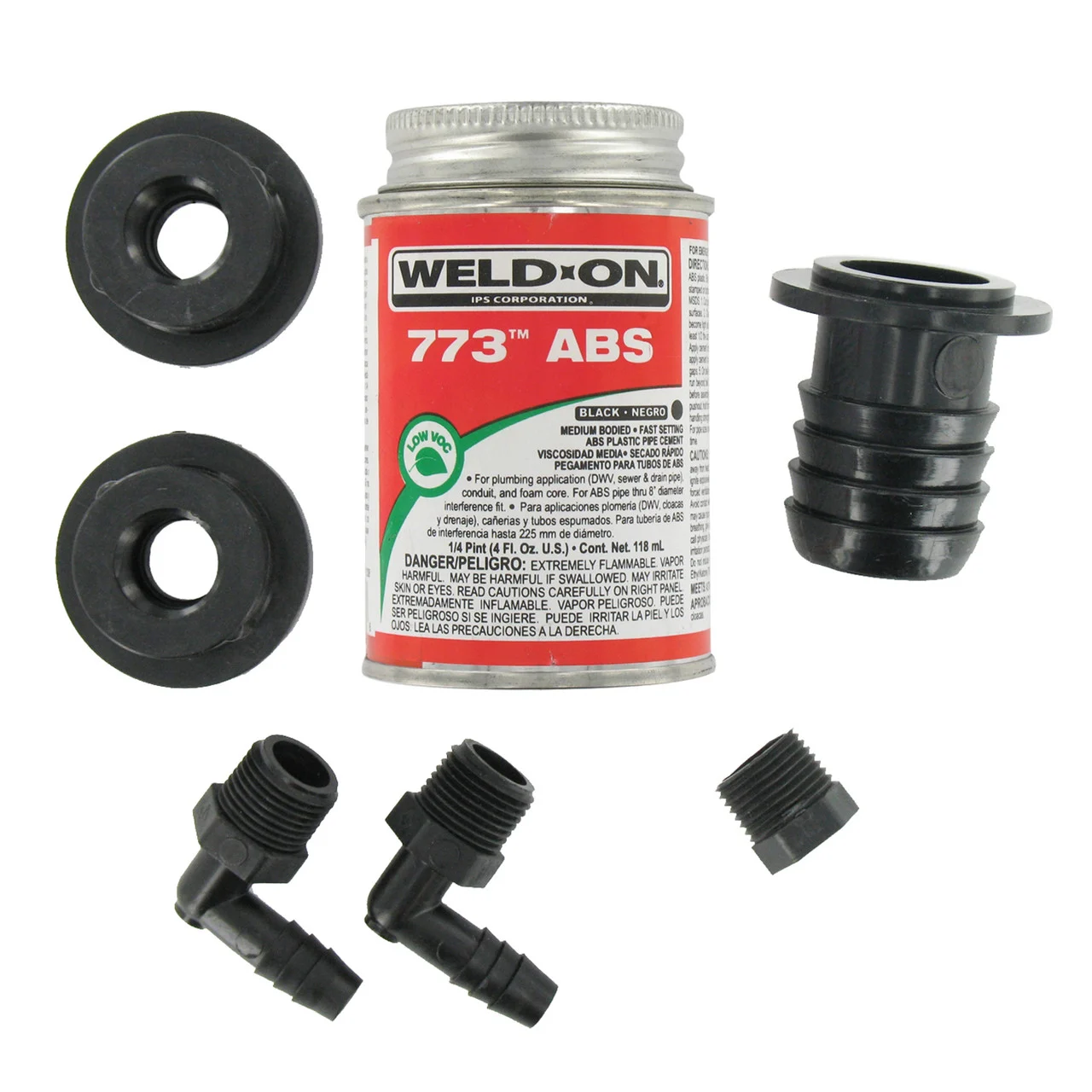 Valterra RK908 ABS Tank Fill Kit - Straight Barbed Fill with Cement - RK908