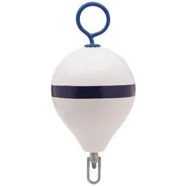 Polyform 13.5" Cm Mooring Buoy W/Galvanized Iron - White Blue Stripe