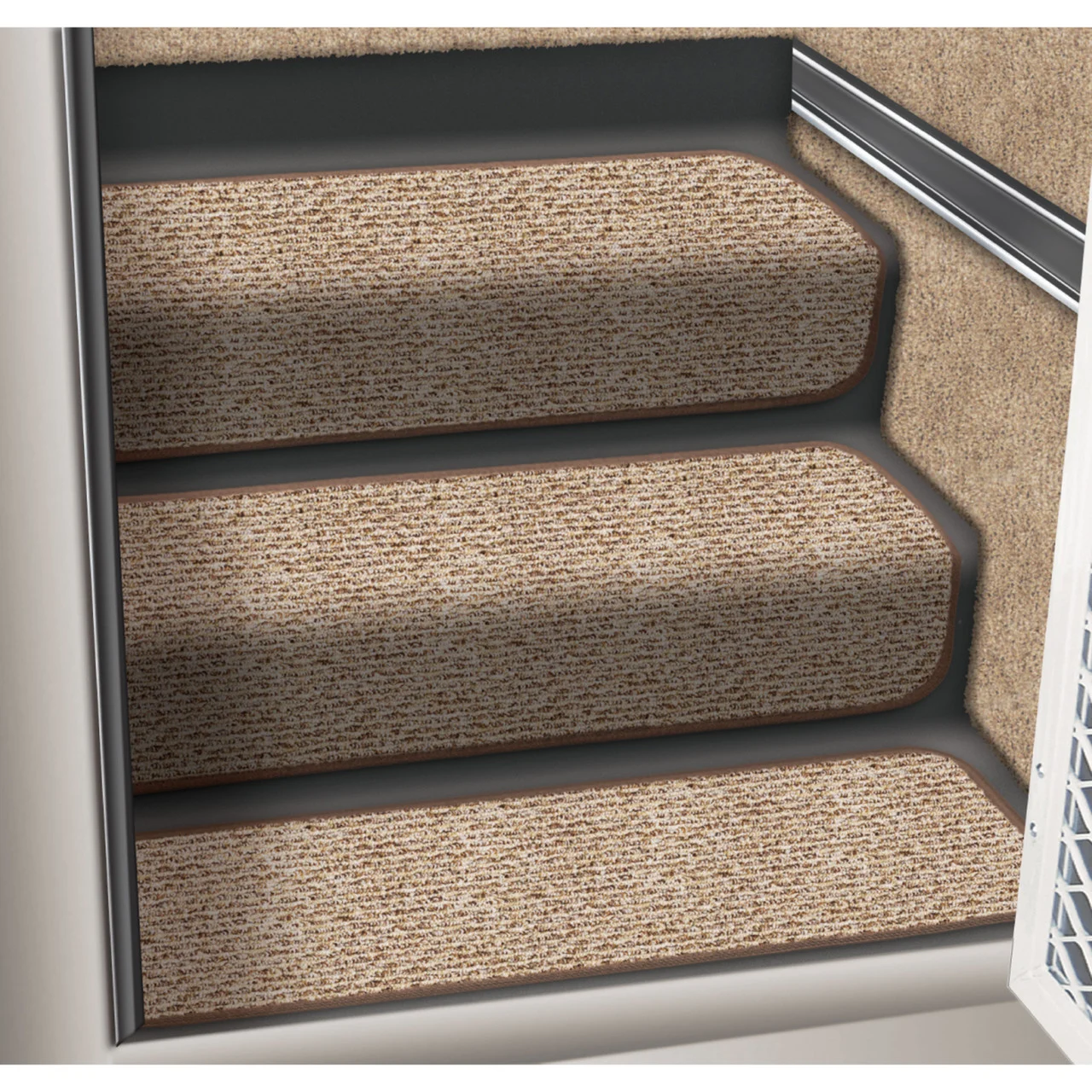 Prest-O-Fit 5-0068 Decorian Step Huggers Stair Step Rug - 13.5" x 23.5", Sandstone - 5-0068