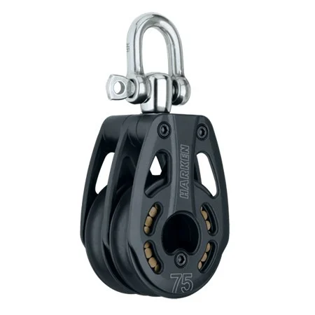 HARKEN 75 mm Aluminum Black Magic Double Block - Swivel, 3233