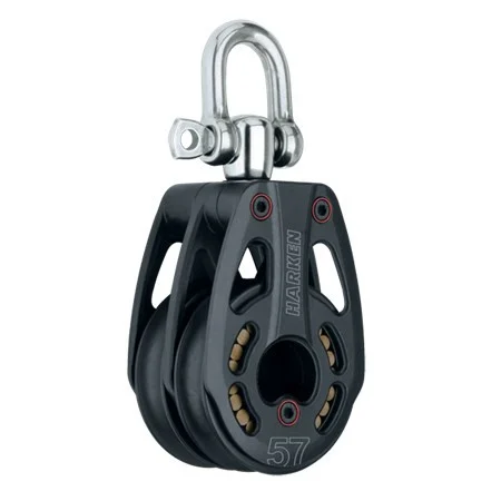 HARKEN 57mm Aluminum Black Magic Low Load Double Block - Swivel, 3228