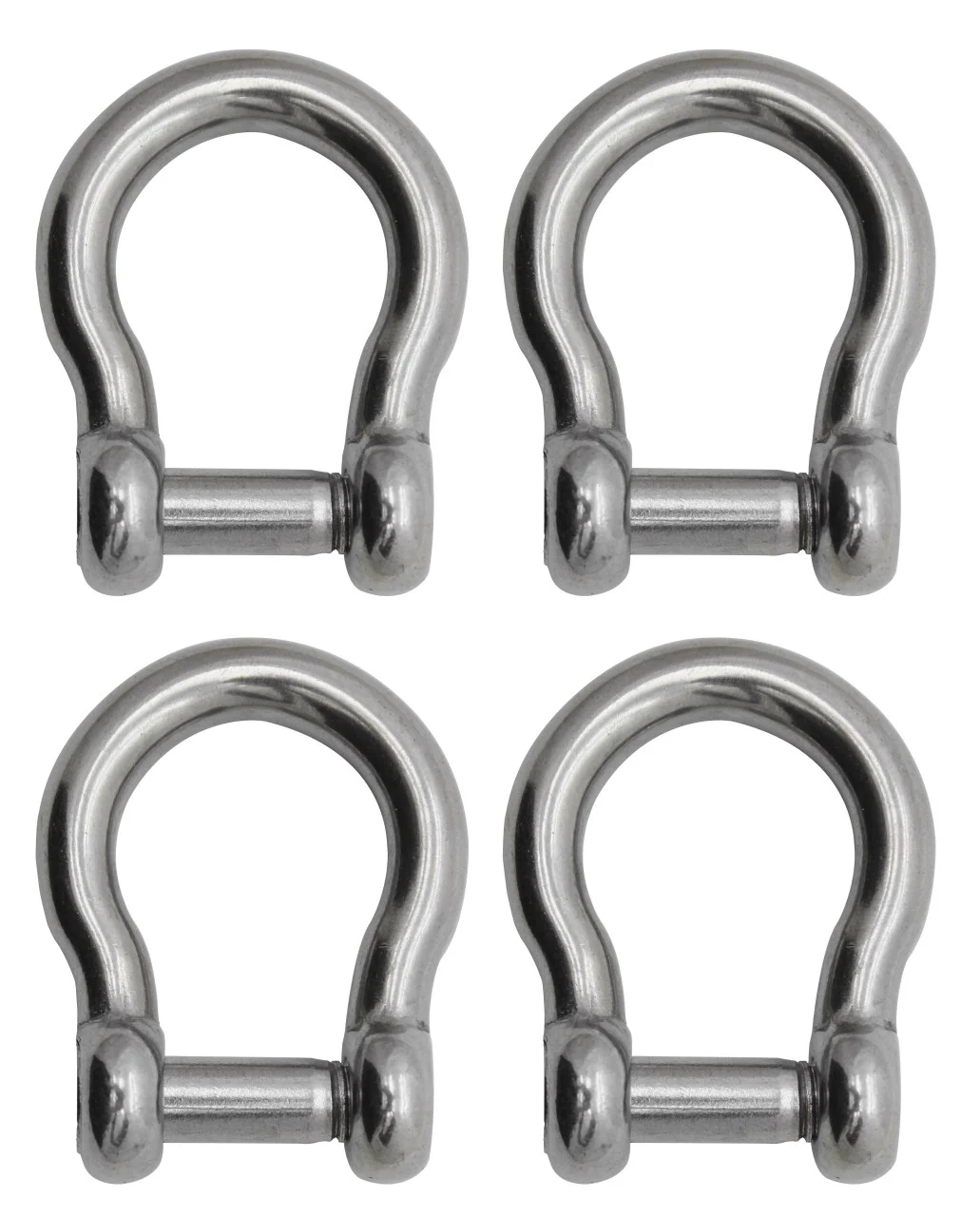 Extreme Max 3006.8405.4 BoatTector Stainless Steel Bow Shackle with No-Snag Pin - 1/4", 4-Pack - 3006.8405.4