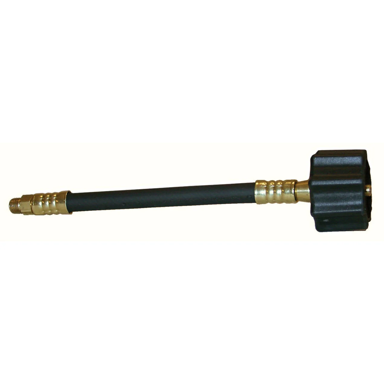 Marshall Excelsior MER425-24P Flexible Pigtail Hose with Green Female Type 1 Acme Nut x 1/4" Male Inv. Flare - 24", Retail Packaged - MER425-24P
