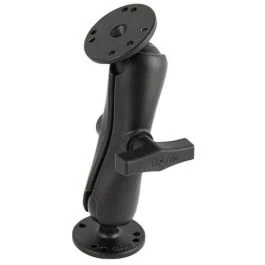 Ram Mount 1.5" Ball Double Socket Arm W/2 2.5" Round Bases - Amps Pattern