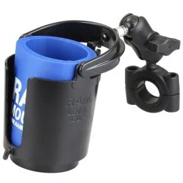 Ram Mount Torque 1-1/8" - 1-1/2" Diameter Handlebar/Rail Base W/B Size 1" Ball, Short Arm & Level Cup